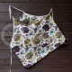 Colourful half-linen kitchen apron "Flowers"